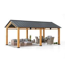 Sunjoy Outdoor Cedar Wood Gazebo Diran - 603Cm X 336Cm, Anthracite - thumbnail 4
