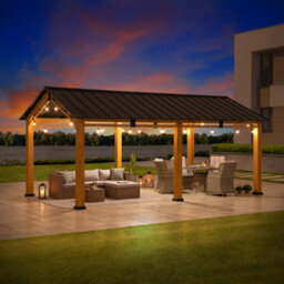 Sunjoy Outdoor Cedar Wood Gazebo Diran - 603Cm X 336Cm, Anthracite - thumbnail 2