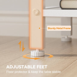 Led Bedside Table Set Of 2 With Charging Station & Fabric Drawer, Modern Bedside Cabinet For Bedroom, White - thumbnail 6