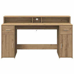 Walplus Desk With Led Lights Artisian Oak 160X55X91 Cm Engineered Wood - thumbnail 6