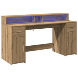 Walplus Desk With Led Lights Artisian Oak 160X55X91 Cm Engineered Wood - thumbnail 3