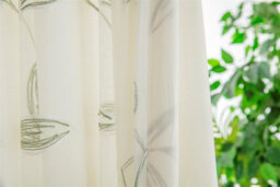Luxury Living Leaf Embroidered Tulle Voile Curtains Pencil Pleat Sage - thumbnail 5