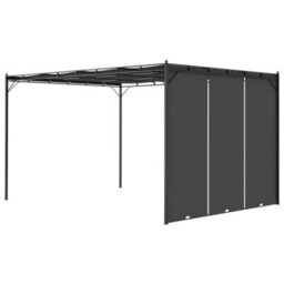 Berkfield Garden Gazebo With Side Curtain 4X3X2.25 M Anthracite - thumbnail 4