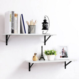 Songmics Premium Wall Duo, Glossy Finish Display Shelves With Enhanced Weight Support, White - thumbnail 1