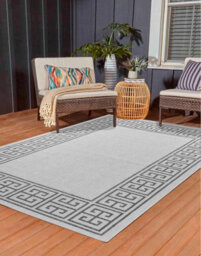 Modern Greek Key Design Outdoor-Indoor Rugs Dark Grey 160X230 Cm - thumbnail 4