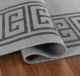 Modern Greek Key Design Outdoor-Indoor Rugs Dark Grey 160X230 Cm - thumbnail 3
