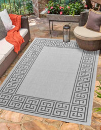 Modern Greek Key Design Outdoor-Indoor Rugs Dark Grey 160X230 Cm - thumbnail 1