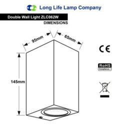 Long Life Lamps Company Modern Rectangular Up Down Matt White Outdoor Wall Light Zlc062W - thumbnail 2
