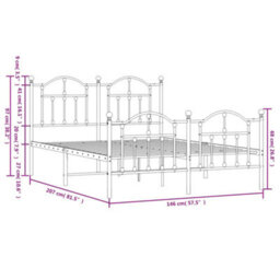 Berkfield Metal Bed Frame With Headboard And Footboard Black 140X200 Cm - thumbnail 9