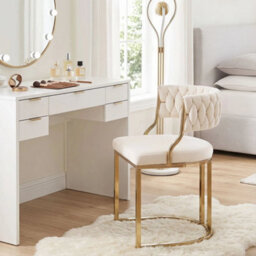 Dining Chairs Set Of 2 Woven Accent Chairs With U Shaped Metal Base - thumbnail 1