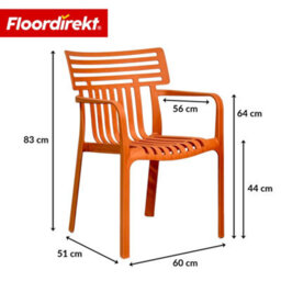 Floordirekt 6 Pack Stackable Garden Chairs Weather Resistant Uv Protected Patio Balcony Dining Set Orange 60 X 51 Cm - thumbnail 2