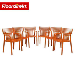 Floordirekt 6 Pack Stackable Garden Chairs Weather Resistant Uv Protected Patio Balcony Dining Set Orange 60 X 51 Cm