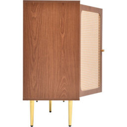 Abrihome Rattan Sideboard Cabinet For Living Room, Chest Of Drawers, Sideboard With 2 Doors And 3 Drawers, Walnut -90H/150W/40D Cm - thumbnail 9