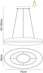 Luminosa Lighting Luminosa Oakley Ceiling Pendant 80W Led 3000K, 6400Lm, Polished Chrome, Frosted Acrylic - thumbnail 2