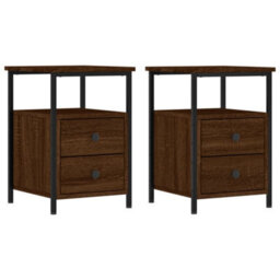 Berkfield Bedside Cabinets 2 Pcs Brown Oak 34X35.5X50 Cm Engineered Wood - thumbnail 2