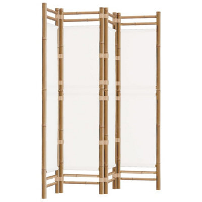 Berkfield Classic Folding 4-Panel Room Divider 160 Cm Bamboo And Canvas - image 1