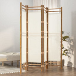 Berkfield Classic Folding 4-Panel Room Divider 160 Cm Bamboo And Canvas - thumbnail 2