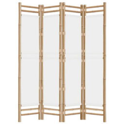 Berkfield Classic Folding 4-Panel Room Divider 160 Cm Bamboo And Canvas - thumbnail 5