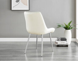 Furniturebox Imperia Grey High Gloss 6 Seater Dining Table With Structural 2 Plinth Column Legs 6 Cream Velvet Silver Leg Pesaro Chairs - thumbnail 4
