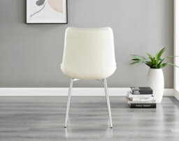 Furniturebox Imperia Grey High Gloss 6 Seater Dining Table With Structural 2 Plinth Column Legs 6 Cream Velvet Silver Leg Pesaro Chairs - thumbnail 5