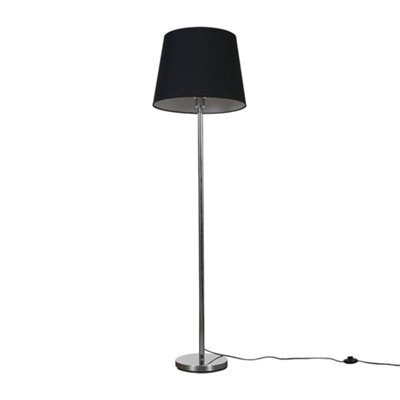 Valuelights Charles Chrome Floor Lamp With Black Tapered Shade And Bulb - image 1