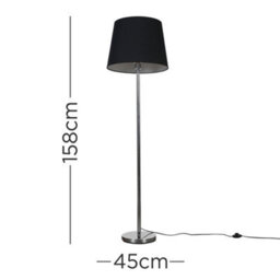 Valuelights Charles Chrome Floor Lamp With Black Tapered Shade And Bulb - thumbnail 7