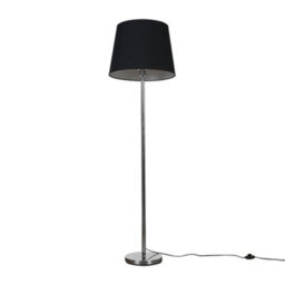 Valuelights Charles Chrome Floor Lamp With Black Tapered Shade And Bulb - thumbnail 1