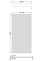 Hudson Reed Fluted Wetroom Screen, Art Deco Design, Matt Black Finish, 1950 X 1000 X 1000 - thumbnail 2