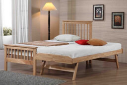 Save On Goods UK Oak Wood Finish Guest Bed,underbed,trundle,overnighter Wooden Bed Frame 3Ft Single