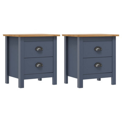Vidaxl Bedside Cabinets Hill 2Pcs Grey 46X35X49.5 Cm Pine Wood - image 1