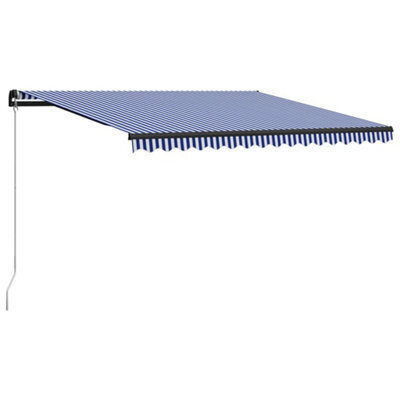 Berkfield Manual Retractable Awning 450X300 Cm Blue And White - image 1