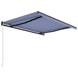 Berkfield Manual Retractable Awning 450X300 Cm Blue And White - thumbnail 3