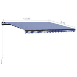 Berkfield Manual Retractable Awning 450X300 Cm Blue And White - thumbnail 7