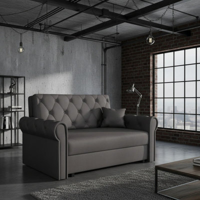 Viva Roma Ii Sofa Bed With Sleep Function And Bedding Storage Polyurethane Foam Hr Foam Metal Legs 148X85X98Cm Dark Grey - image 1