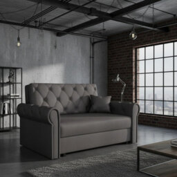 Viva Roma Ii Sofa Bed With Sleep Function And Bedding Storage Polyurethane Foam Hr Foam Metal Legs 148X85X98Cm Dark Grey - thumbnail 1