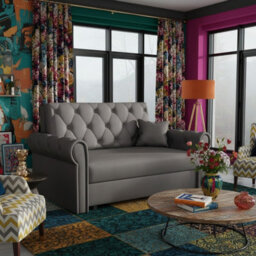 Viva Roma Ii Sofa Bed With Sleep Function And Bedding Storage Polyurethane Foam Hr Foam Metal Legs 148X85X98Cm Dark Grey - thumbnail 2