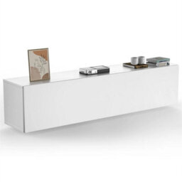 140Cm High Gloss Wall Mounted Floating Tv Unit With Led - thumbnail 4