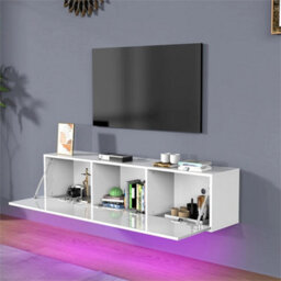 140Cm High Gloss Wall Mounted Floating Tv Unit With Led - thumbnail 5