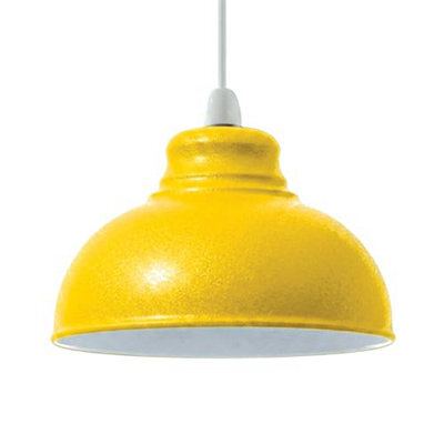 Retro Yellow Metal Ceiling Lampshade With Textured Finish For Living Room Bedroom Or Hallway - image 1