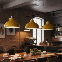 Retro Yellow Metal Ceiling Lampshade With Textured Finish For Living Room Bedroom Or Hallway - thumbnail 6