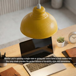 Retro Yellow Metal Ceiling Lampshade With Textured Finish For Living Room Bedroom Or Hallway - thumbnail 7