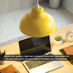 Retro Yellow Metal Ceiling Lampshade With Textured Finish For Living Room Bedroom Or Hallway - thumbnail 2