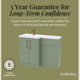 Balterley Left-Hand Bathroom Vanity And Wc Unit Combination With Basin - 1100mm - Satin Green With Brushed Bronze Handles - thumbnail 6
