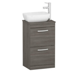 Royal Bathrooms 500mm Floor Standing Vanity Unit 2 Drawer Grey Elm & Countertop Basin - Elva - thumbnail 4