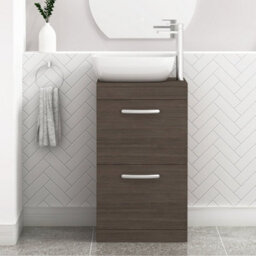 Royal Bathrooms 500mm Floor Standing Vanity Unit 2 Drawer Grey Elm & Countertop Basin - Elva - thumbnail 1