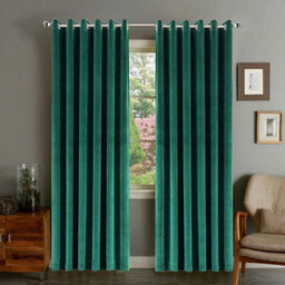 Ameha Emerald Green Velvet Curtains 66X90 Inches Eyelet Blackout Thermal Insulated Window Curtain Pair For Living Room Bedroom - thumbnail 9