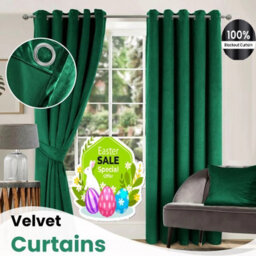 Ameha Emerald Green Velvet Curtains 66X90 Inches Eyelet Blackout Thermal Insulated Window Curtain Pair For Living Room Bedroom