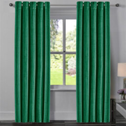 Ameha Emerald Green Velvet Curtains 66X90 Inches Eyelet Blackout Thermal Insulated Window Curtain Pair For Living Room Bedroom - thumbnail 4