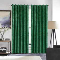 Ameha Emerald Green Velvet Curtains 66X90 Inches Eyelet Blackout Thermal Insulated Window Curtain Pair For Living Room Bedroom - thumbnail 2