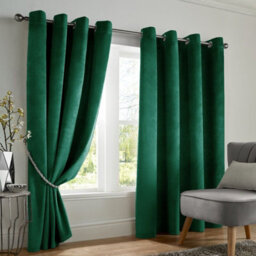 Ameha Emerald Green Velvet Curtains 66X90 Inches Eyelet Blackout Thermal Insulated Window Curtain Pair For Living Room Bedroom - thumbnail 6